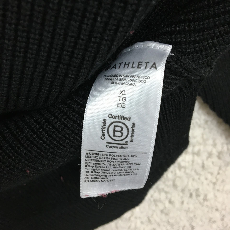 Suéter Athleta Extra Grande Adulto Negro Cuello en V Tejido Lana Merino Pullover Para Mujer Foto 4 de 4