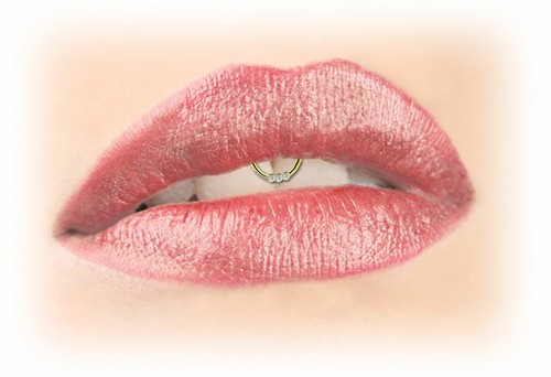 Lippenbändchen Piercing Smooth Segment Clicker vergoldet Kristalle rund gefasst - Bild 3 von 5