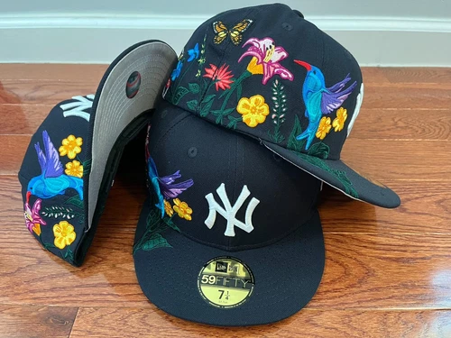 MLB New York Yankees New Era Blooming Spring Embroidery 59FIFTY Hat-Navy/Gray UV