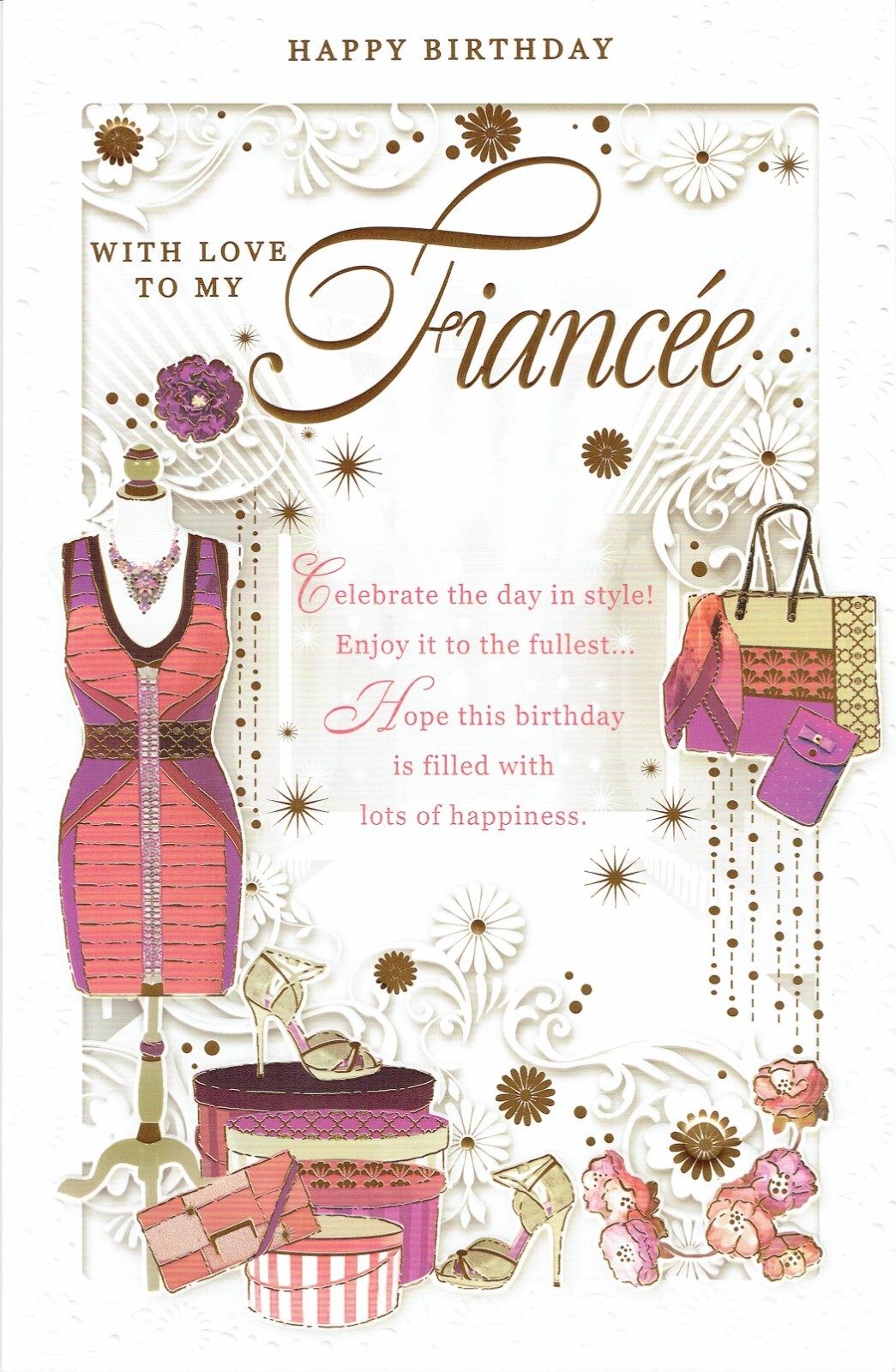 FIANCEE LARGE BIRTHDAY CARD -  Quality Fashion Design with Lovely Words
