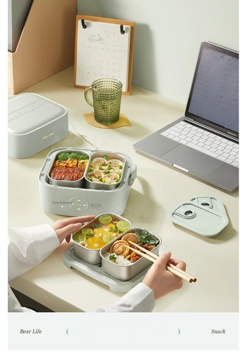 Bear Electric Lunch Box Portable Cooked Stainless Steel Food Heating Home Car AU - Foto 14 di 18
