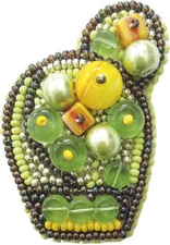 Crystal Art Beadwork kit for creating brooch BP-187C Bright cactus