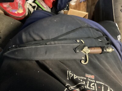 Decorative Dagger Stainless Steel in Sheath 17  inches long brown handle