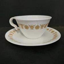 2 pc. Vintage Corelle Butterfly Gold Hook Handle Tea Cups Saucers Buy 1+ Sets