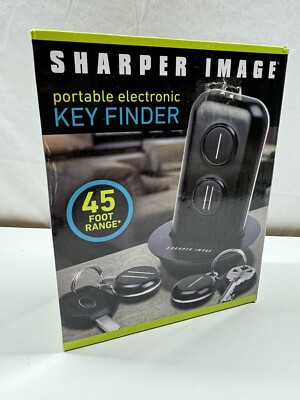 SHARPER IMAGE Portable Electronic Key Finder 45 Foot Range 2 Key Fobs ...