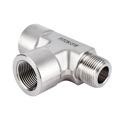 FITOK 316 SS Male Street Tee 1/4 FNPT x MNPT x FNPT 7200 psi, SS-PST-NS4