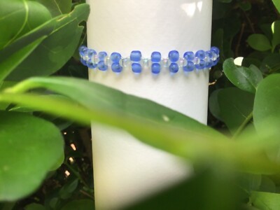 Armband 17 cm blau und durchsichtig Stretch Perlen