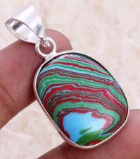 Yoline Calsilica 925 Silver Plated Handmade Pendant of 1.5"