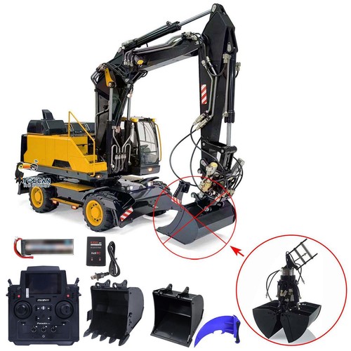 1/14 EC380 Hydraulic RC Excavator Metal 3 Arms Wheeled Construction Vehicles - 第 1/8 張圖片