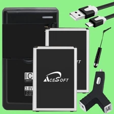 High Grade 2x 3220mAh Battery Travel Charger Cable f LG Zone 4 LM-X210VPP Phone