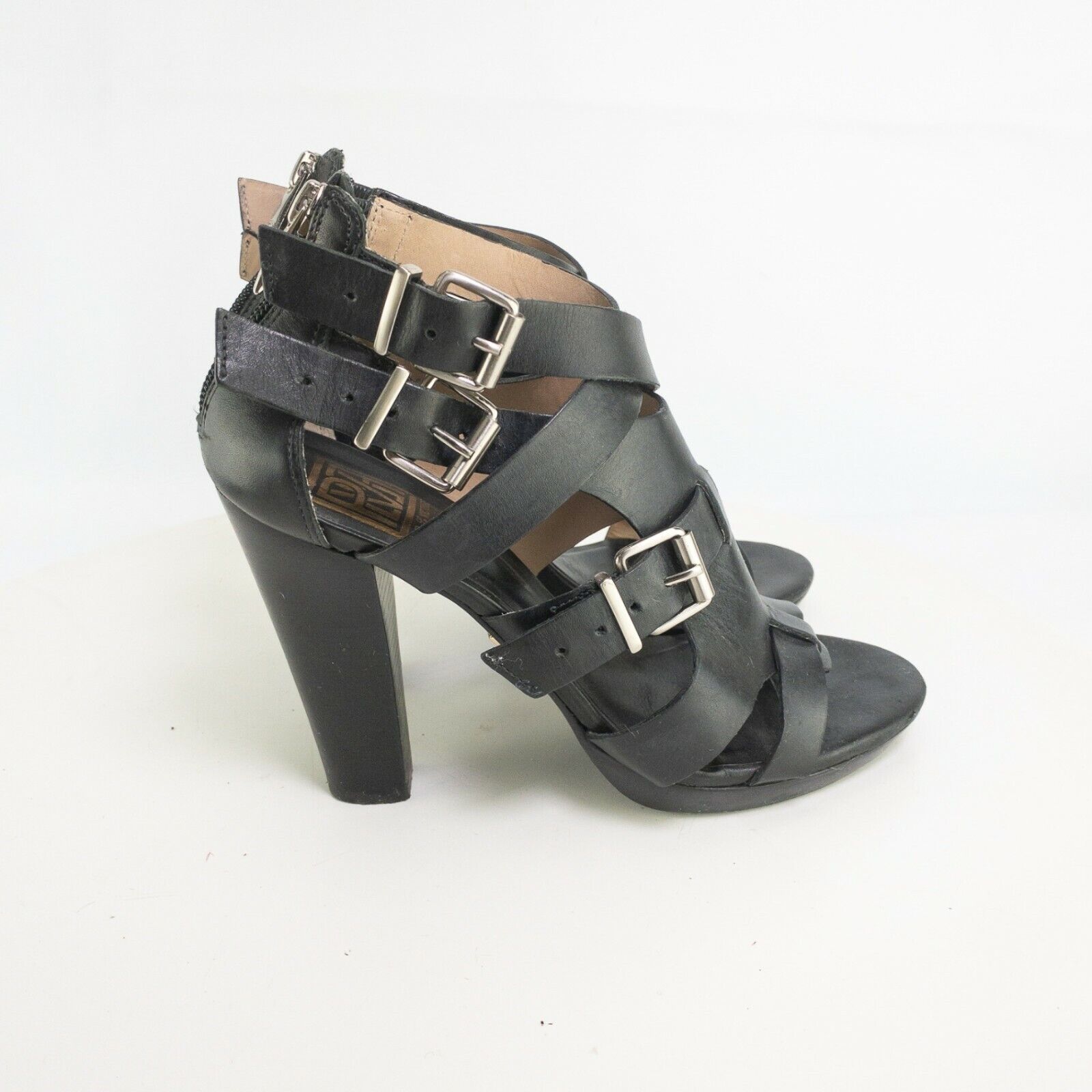 Pour La Victoire Womens wholesale Now on sale Black Leather Cone He Open Toe Gladiator
