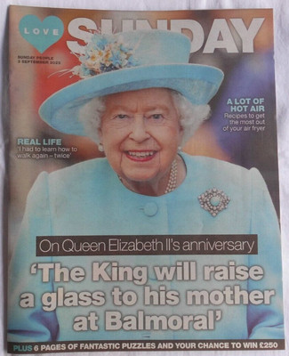 Love Sunday People newspaper supplement 3rd September 2023 Queen Elizabeth II