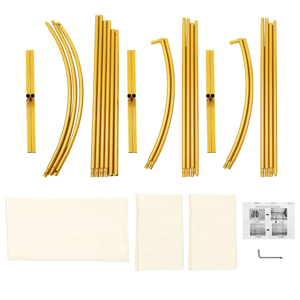 Cubierta de arco de boda doblada y soporte de telón de fondo de arco de boda dorado, escalada de plantas Foto 3 de 4