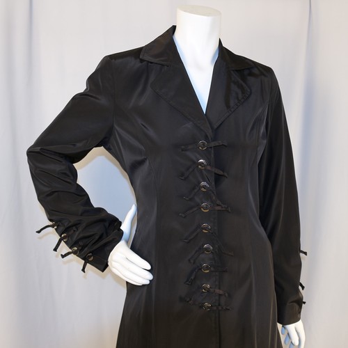 BETSEY JOHNSON Black Solid Polyester Women Lace Up Dress Jacket Size S - Picture 10 of 12