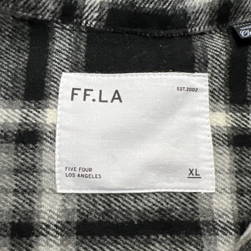 Five Four Los Angeles FFLA Flannel Shirt Shacket Mens XL Button Down Plaid Black - Picture 7 of 13