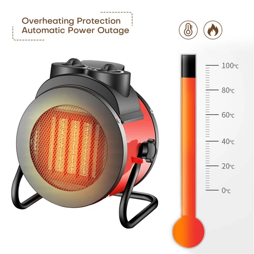 Portable 2000W Electric Space Heater Garage Forced Hot Air Fan for Office Home - Picture 3 of 17