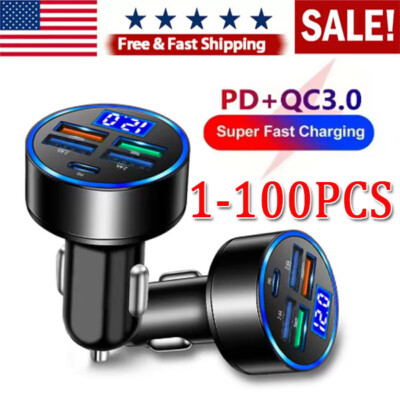 5 USB Port Super Fast Car Charger Adapter for iPhone Samsung Android Phone LOT