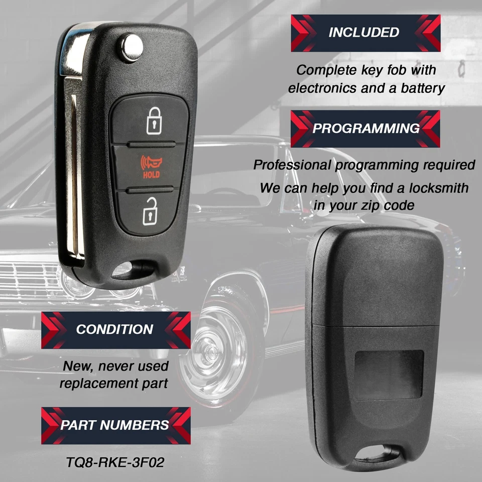 Key Fob Remote Replacement for 2012-2013 Kia Rio 95430-1W020 TQ8-RKE-3F02 Foto 4 de 4