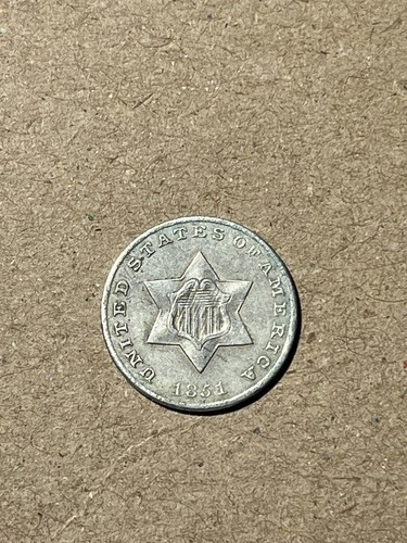 1851 Three Cent Silver Coin, Very Nice Condition ML - Picture 2 of 10