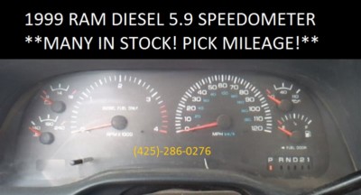 99 Cummins Dodge Ram 5.9 Diesel Gauge Panel Cluster Speedometer *PICK MILEAGE! 