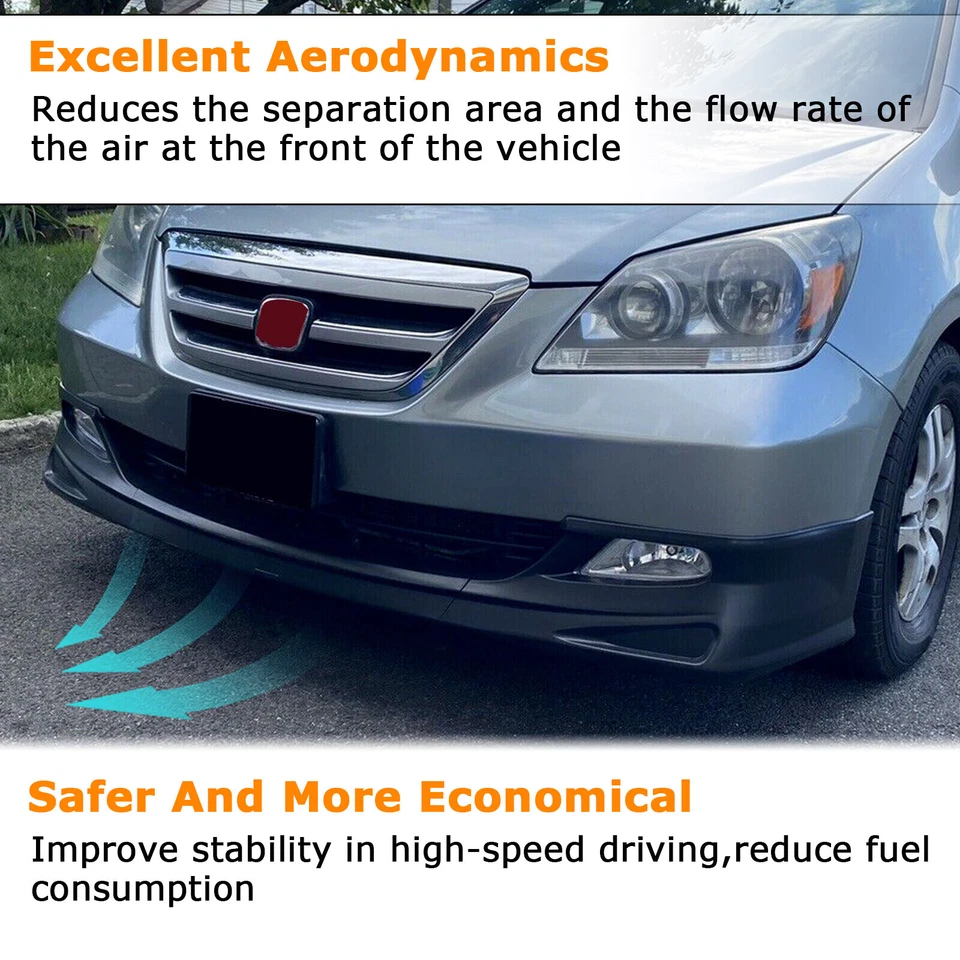 Alerón labial parachoques delantero estilo taza para Honda Odyssey 2005-2007 sin pintar negro Foto 4 de 4