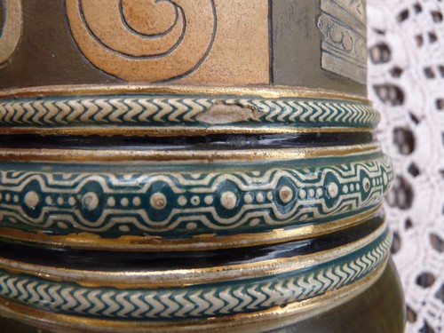 Mettlach Simon Peter Gerz GERMAN 2L Incised Stoneware 19c PICTORIAL TANKARD 1235 - 第 8/12 張圖片
