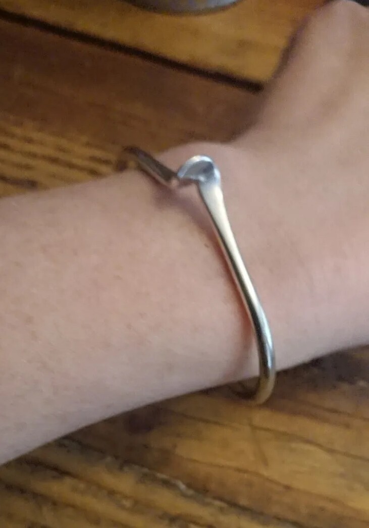 Solid Sterling Silver Cuff Bangle Simple Twist Br… - image 3