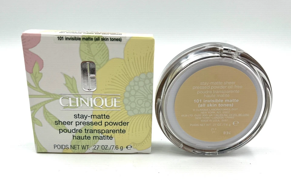 New in Box! Clinique Stay-Matte Sheer Pressed Powder ~ 101 Invisible Matte - Image 2 of 3