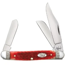 CASE XX KNIVES DARK RED BONE TRAPPER WORKED BOLSTERS KNIFE #53218