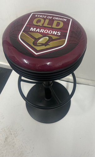 QUEENSLAND MAROONS STATE OF ORIGIN PREMIUM BAR STOOL ADJUSTABLE HEIGHT HOT ROD - Picture 2 of 5