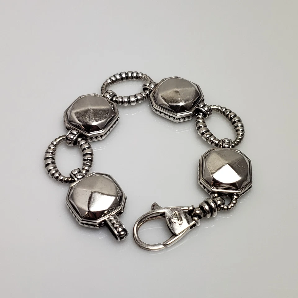LAGOS Caviar Sterling " Silver Rocks " Chunky Link Bracelet 7.5" - Image 2 of 4