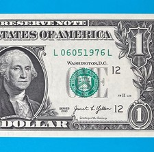 June 5, 1976 (L 06051976 L) BIRTHDAY $1 One Dollar Bill Serial Number *UNC*