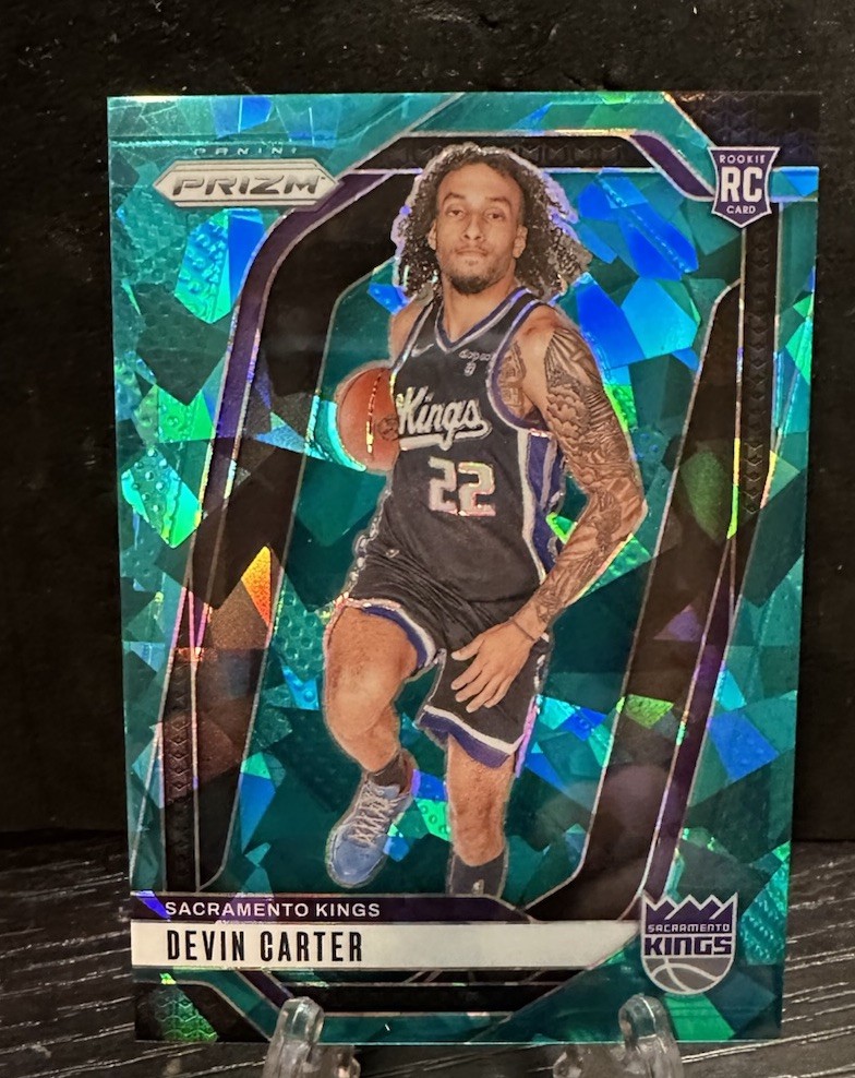 2024-25 Panini Prizm Devin Carter Teal Ice /225 RC #231 Sacramento Kings