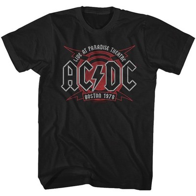 ACDC Boston 1978 Kurzarm Herren T-Shirt Black Cotton Crew Neck Preshrunk