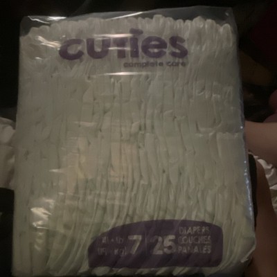 Cuties Complete Care Disposable Diapers Size 7, 25 Ct, 41+ lbs, White/Purple