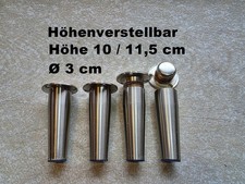 4x Couchfüße Edelstahl Sofafüße Möbelbeine Möbelfüße H: 10 / 11,5 cm