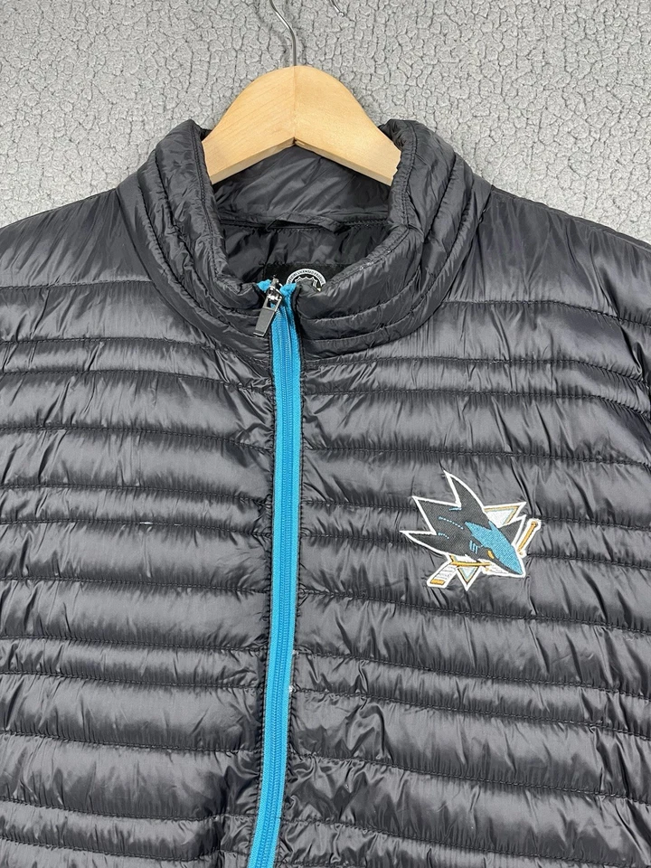 San Jose Sharks Puffer Jacket Mens 2XL Black NHL Hockey Full Zip G-III - Image 2 of 4