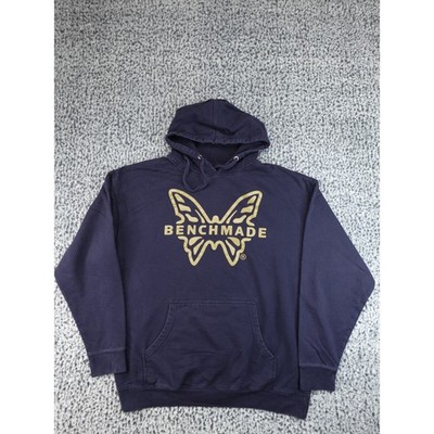 Benchmade Butterfly Logo Hoodie Mens XL Navy Blue Graphic Pullover