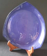 Annieglass Signed 9" Blue Triangle Plate - See Description And Photos