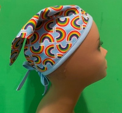 Sky Blue Rainbow Scarf Cotton Triangle Scarf, One Size, Headcover, Beach, Chef