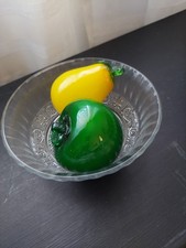 Set Of 2 Vintage Murano Style Fruit Hand Blown Glass