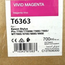 Genuine Epson T6363 Vivid Magenta 700ml Ink Cartridge Stylus Pro 7700 7900