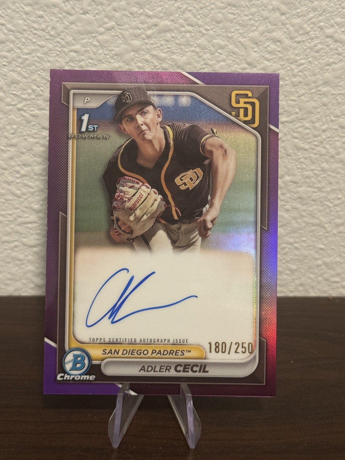 2024 Bowman Chrome - Prospect Autographs Adler Cecil #CPA-CA Purple/250 (AU, RC)