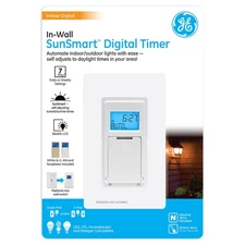 GE SunSmart Digital In-Wall Timer - Daily ON/OFF Times, Programmable Settings...