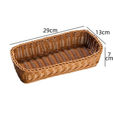 Imitation Rattan Storage Basket Faux Wicker Tray Plastic Picnic Basket Bread Foo