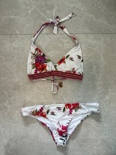 Women s Floral Print Bikini Set Halter Style Two Piece- Size Large