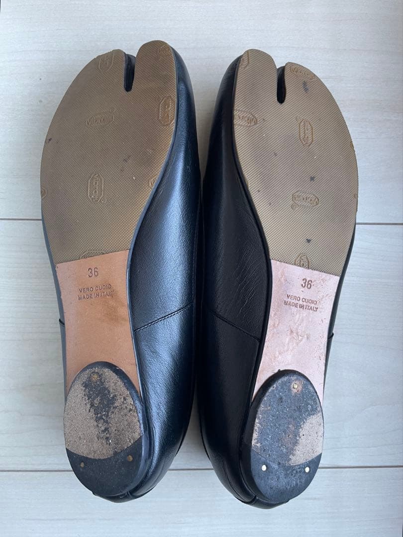 Maison Margiela Tabi Ballet Flats Ballerina Shoes Black Leather