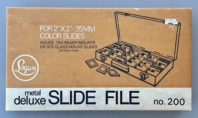 New Vintage Logan Metal Deluxe Slide File No 200 for 2'' X 2'' 35 MM Color Slides
