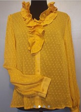 SurelyMine Women s Yellow Solid V-Neck Ruffle...