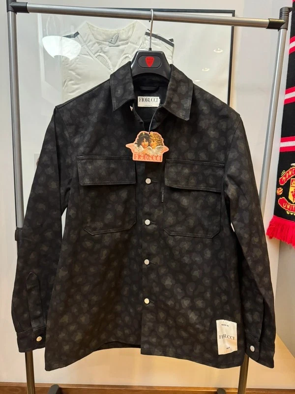 Fiorucci Leopard Denim Print Western Black Jacket S